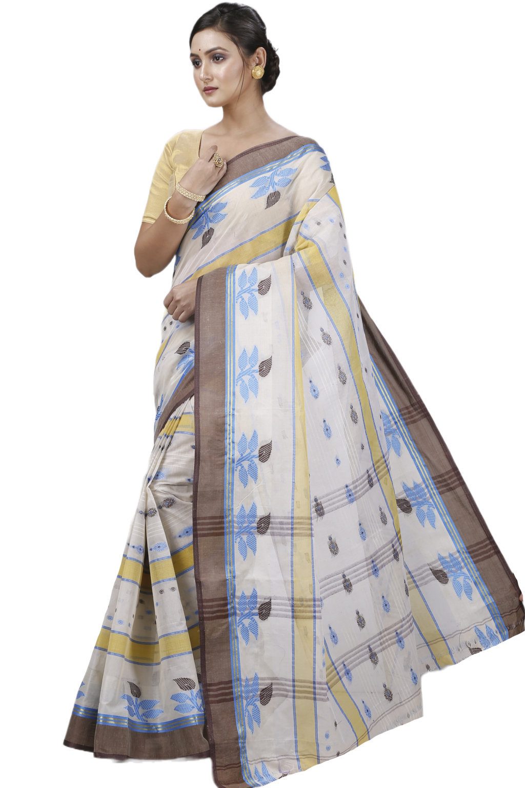 Brown Pure Cotton Udichi Tant Saree (1159)